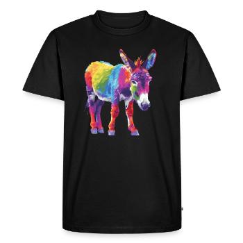 Oeuvre d’art arc-en-ciel d’âne coloré - T-shirt Premium bio Homme - noir - Devant - Nico (187cm)