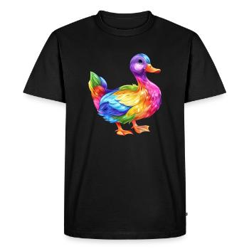Colorful Duck Rainbow Joy Bringer - Men's Premium Organic T-Shirt - black - Front - Nico (187cm)