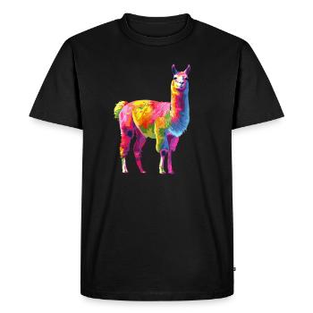 Llama Alpaca Rainbow Artwork - Men's Premium Organic T-Shirt - black - Front - Nico (187cm)