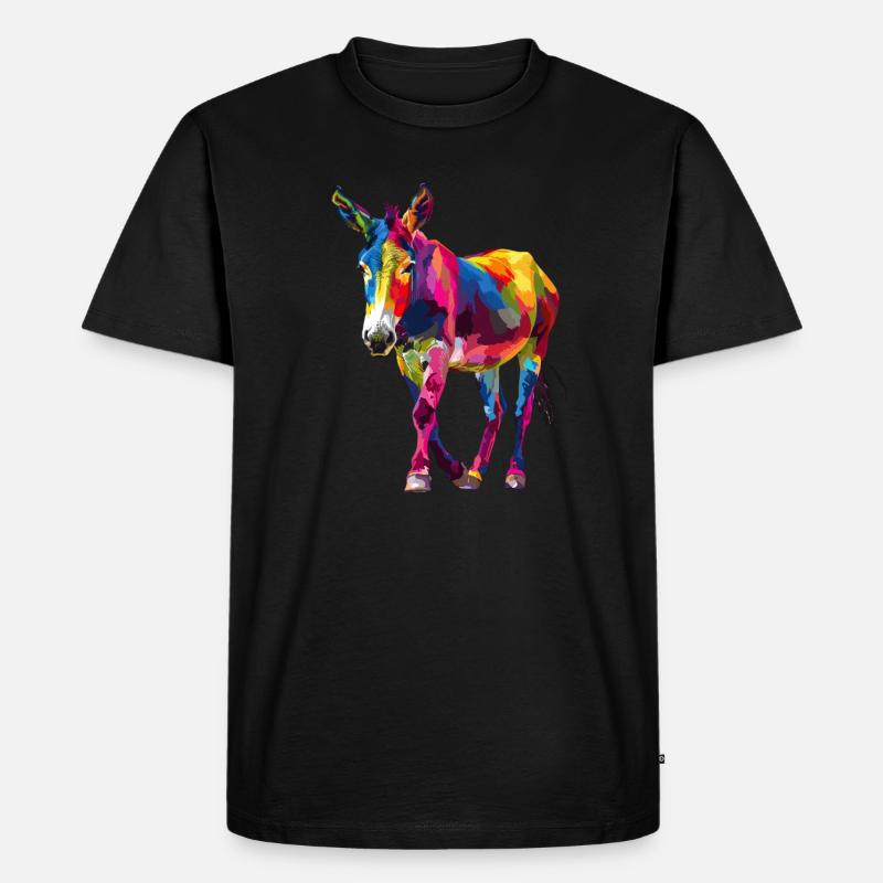 Bunter Esel Pop-Art Stil - Männer Premium Bio T-Shirt - Schwarz