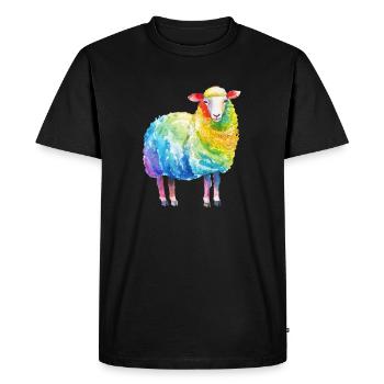 Buntes Schaf - Fermier d’animaux de ferme de moutons arc-en-ciel - T-shirt Premium bio Homme - noir - Devant - Nico (187cm)
