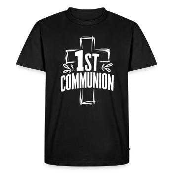 First Communion Cross Design - Men's Premium Organic T-Shirt - black - Front - Nico (187cm)