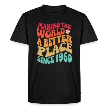1960's Birthday Vintage Hippie Groovy - Men's Premium Organic T-Shirt - black - Front - Nico (187cm)