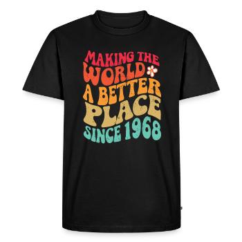 1968 Anniversaire Vintage Hippie Groovy - T-shirt Premium bio Homme - noir - Devant - Nico (187cm)