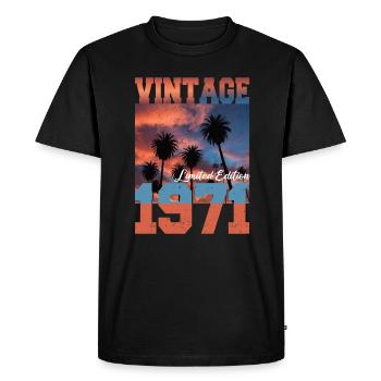 1971 Vintage Edition Limitée Palmiers Né en 1971 - T-shirt Premium bio Homme - noir - Devant - Nico (187cm)