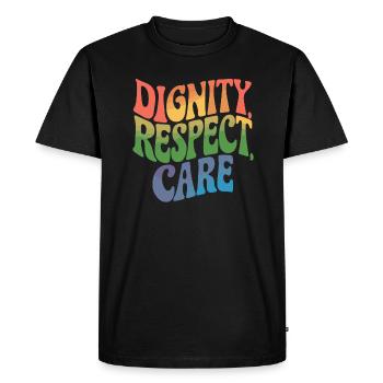 travailleur social travail social dignité, respect, - T-shirt Premium bio Homme - noir - Devant - Nico (187cm)