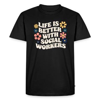 Life Is Better With Social Workers Social - Men's Premium Organic T-Shirt - black - Front - Nico (187cm)