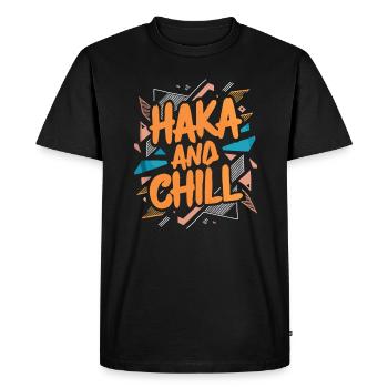 Haka And Chill New New Zealand Souvenir - Men's Premium Organic T-Shirt - black - Front - Nico (187cm)