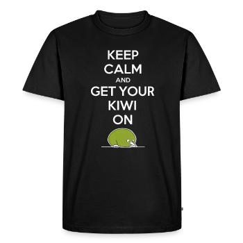 Souvenir néo-zélandais : restez calme et prenez votre kiwi - T-shirt Premium bio Homme - noir - Devant - Nico (187cm)