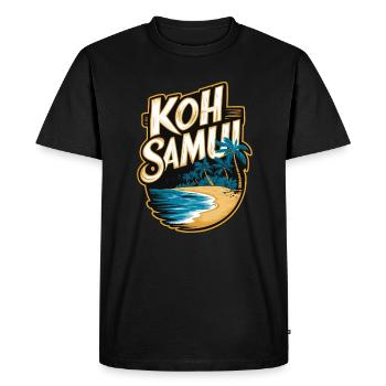 Plage souvenir de Koh Samui et palmiers - T-shirt Premium bio Homme - noir - Devant - Nico (187cm)