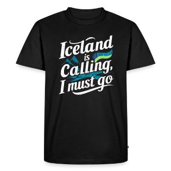 Souvenir de l’Islande L’Islande m’appelle, je dois y aller - T-shirt Premium bio Homme - noir - Devant - Nico (187cm)