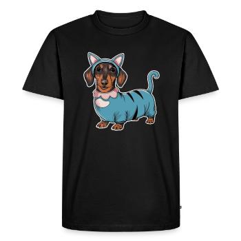 Teckel en costume Chat Teckel - T-shirt Premium bio Homme - noir - Devant - Nico (187cm)