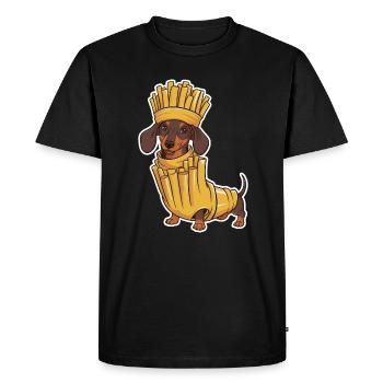 Teckel En Frites Français Déguisements - Déguisement Humoristique - T-shirt Premium bio Homme - noir - Devant - Nico (187cm)