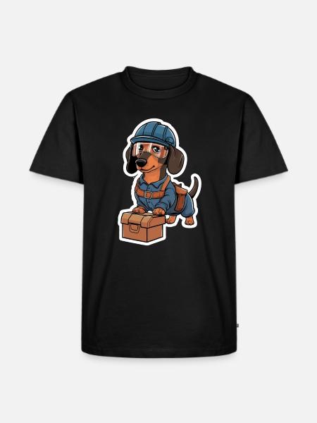 Gravhund i kostume håndværker gravhund med - Herre Premium økologisk T-shirt - sort