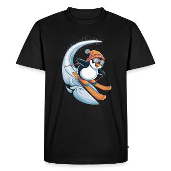 Pingouin Ski Plaisir Hiver - T-shirt Premium bio Homme - noir - Devant - Nico (187cm)