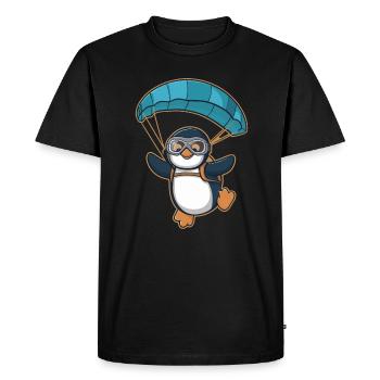 Skydiving penguin in adventure - Men's Premium Organic T-Shirt - black - Front - Nico (187cm)