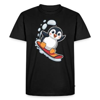 Snowboard Pingouin Snowboarder Mignon - T-shirt Premium bio Homme - noir - Devant - Nico (187cm)