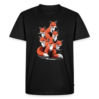 Fox Artist's Design with Six Foxes - Men's Premium Organic T-Shirt - black - Front - Nico (187cm)