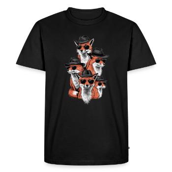 Artistic fox design with cool foxes - Men's Premium Organic T-Shirt - black - Front - Nico (187cm)