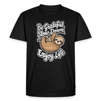 Be grateful, slow down, enjoy life - - Men's Premium Organic T-Shirt - black - Front - Nico (187cm)