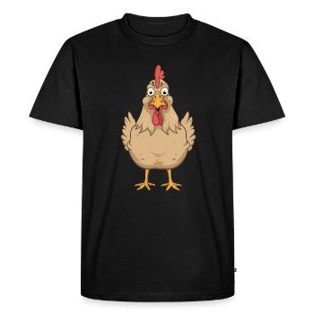 Drôle de poulet dessin bande dessinée amusant - T-shirt Premium bio Homme - noir - Devant - Nico (187cm)