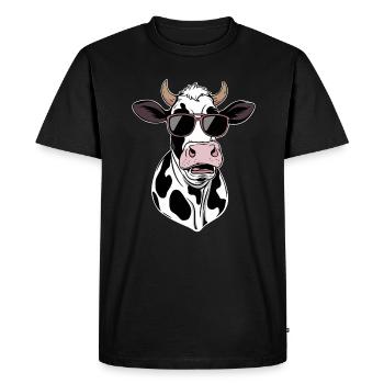 Cool cow head with sunglasses - Men's Premium Organic T-Shirt - black - Front - Nico (187cm)