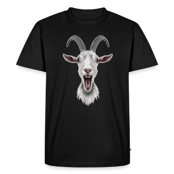 Visage de chèvre rieur Artwork - T-shirt Premium bio Homme - noir - Devant - Nico (187cm)