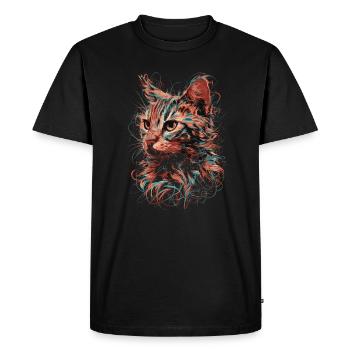 Cat Art Drawing Abstract Animal Illustration - Men's Premium Organic T-Shirt - black - Front - Nico (187cm)