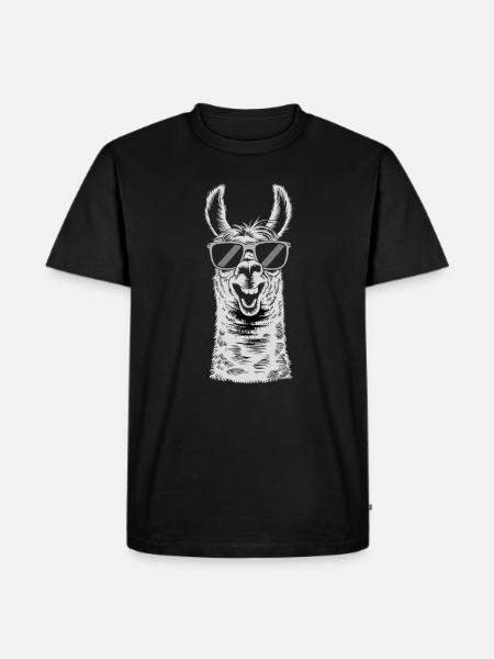 Cool llama with sunglasses - Men's Premium Organic T-Shirt - black