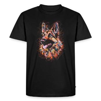 German Shepherd Art Drawing Abstract - Men's Premium Organic T-Shirt - black - Front - Nico (187cm)