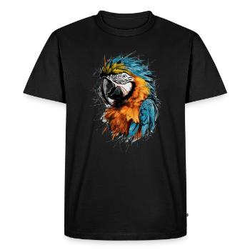 Macaw Art Drawing Abstract Animal Illustration - Men's Premium Organic T-Shirt - black - Front - Nico (187cm)