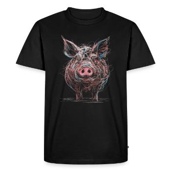 Dessin abstrait de cochon Illustration d’animal - T-shirt Premium bio Homme - noir - Devant - Nico (187cm)