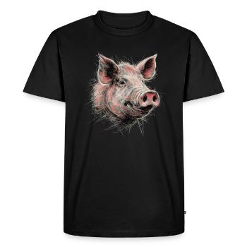 cochon dessin abstrait animal oeuvre - T-shirt Premium bio Homme - noir - Devant - Nico (187cm)
