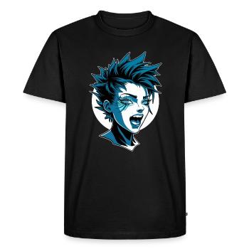 Fille punk futuriste avec mohawk - T-shirt Premium bio Homme - noir - Devant - Nico (187cm)
