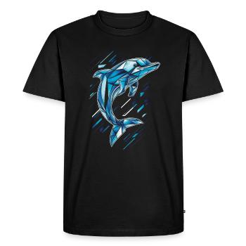 Geometric Dolphin in Blue Tones - Men's Premium Organic T-Shirt - black - Front - Nico (187cm)