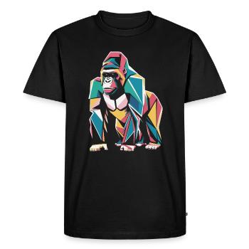Colorful Geometric Gorilla Art Print - Men's Premium Organic T-Shirt - black - Front - Nico (187cm)