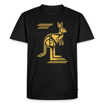 Oeuvre géométrique Kangourou en jaune - T-shirt Premium bio Homme - noir - Devant - Nico (187cm)
