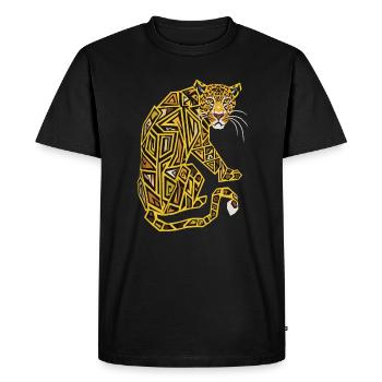 Geometric leopard in yellow and brown - Men's Premium Organic T-Shirt - black - Front - Nico (187cm)