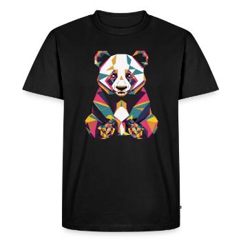Oeuvre géométrique colorée de panda - T-shirt Premium bio Homme - noir - Devant - Nico (187cm)