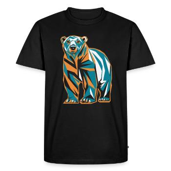 Colorful Bear in Geometric Style - Men's Premium Organic T-Shirt - black - Front - Nico (187cm)