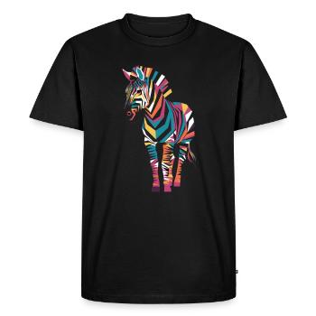 Colorful Zebra Artwork for Animal Lovers - Men's Premium Organic T-Shirt - black - Front - Nico (187cm)