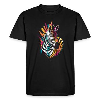 Colorful Zebra Artwork Illustration - Men's Premium Organic T-Shirt - black - Front - Nico (187cm)