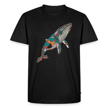 Baleine géométrique colorée Artwork - T-shirt Premium bio Homme - noir - Devant - Nico (187cm)
