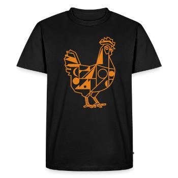 Graphique géométrique d’animal de la ferme : Poulet en orange - T-shirt Premium bio Homme - noir - Devant - Nico (187cm)