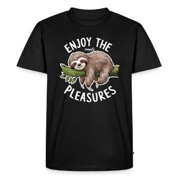 Enjoy the simple pleasures - laziness - Men's Premium Organic T-Shirt - black - Front - Nico (187cm)