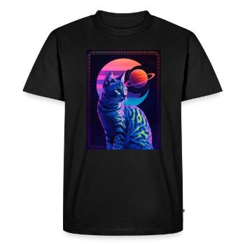 Animal Art Planet Fantasy Artwork : Chat dans le - T-shirt Premium bio Homme - noir - Devant - Nico (187cm)