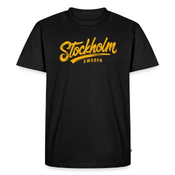 Stockholm Suède Souvenir - T-shirt Premium bio Homme - noir - Devant - Nico (187cm)