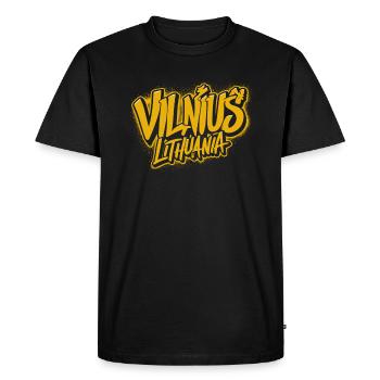 Lettrage souvenir de Vilnius Lituanie - T-shirt Premium bio Homme - noir - Devant - Nico (187cm)