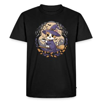 Chat mignon en sorcière pour Halloween - T-shirt Premium bio Homme - noir - Devant - Nico (187cm)