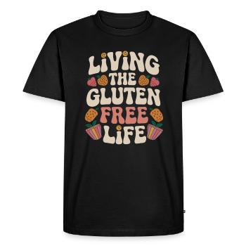 Vivez la vie sans gluten avec style - T-shirt Premium bio Homme - noir - Devant - Nico (187cm)